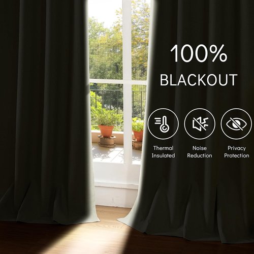 ChrisDowa 100% Blackout Curtains - 84 Inch Linen Drapes for Total Privacy | Beige, 2 Panels (52" W x 84" L)