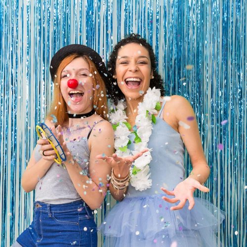 Blue Backdrop Curtain Tinsel Streamers by [Brand Name] - Ocean Themed Party Decor | 5 Pack for Birthdays & Graduations