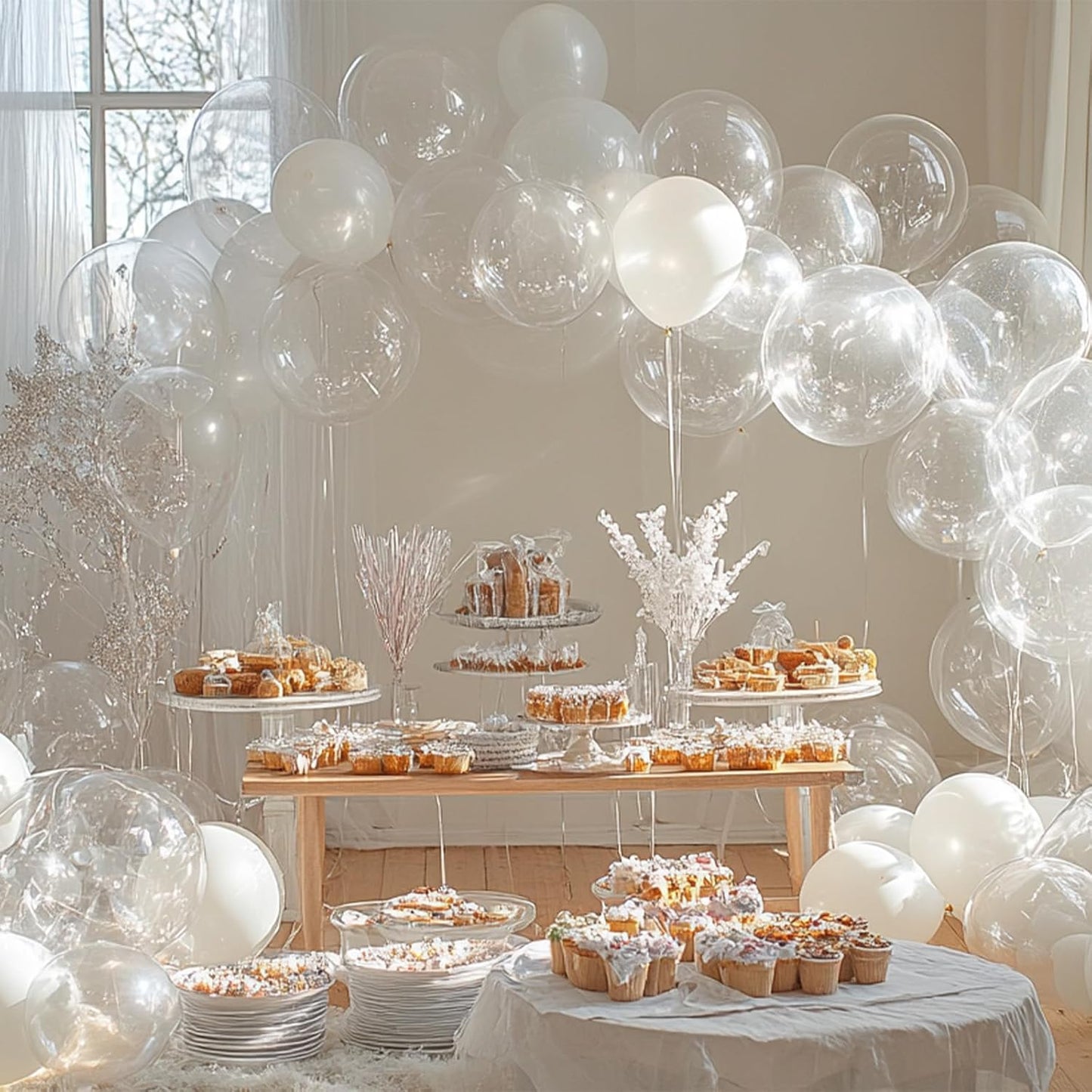 PartyWoo Clear Balloons - 100pcs Transparent Balloon Arch Kit for Weddings, Graduations & More | 5-36 Inch Sizes