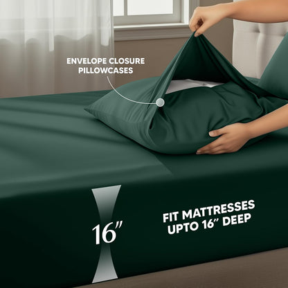 Utopia Bedding Twin XL Sheet Set - Soft Microfiber Bed Sheets with Pillowcase - Oeko Tex Certified (Emerald)