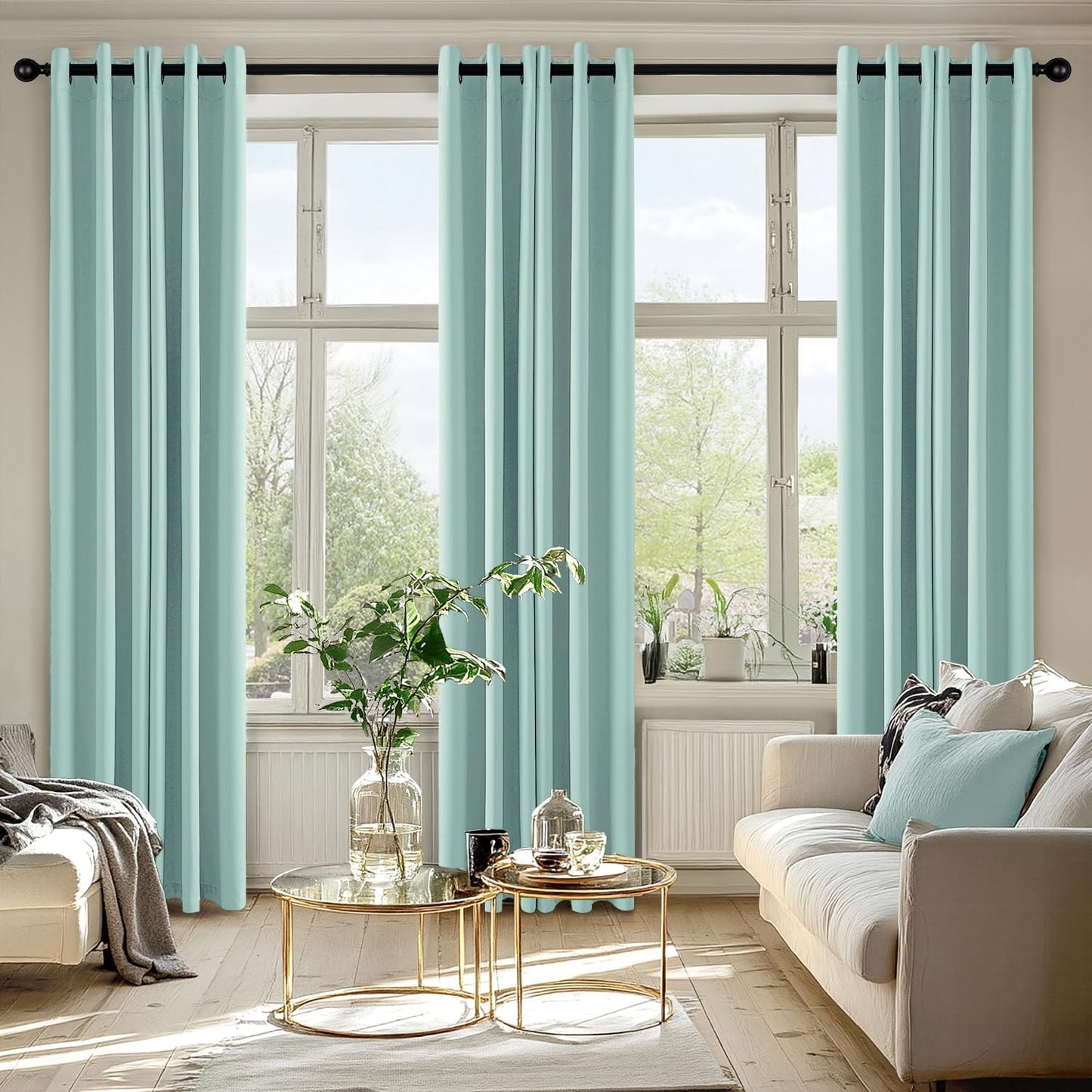 MIULEE Aqua Blackout Curtains - Thermal Insulated Room Darkening Drapes | 72 Inches Long, 2 Panels