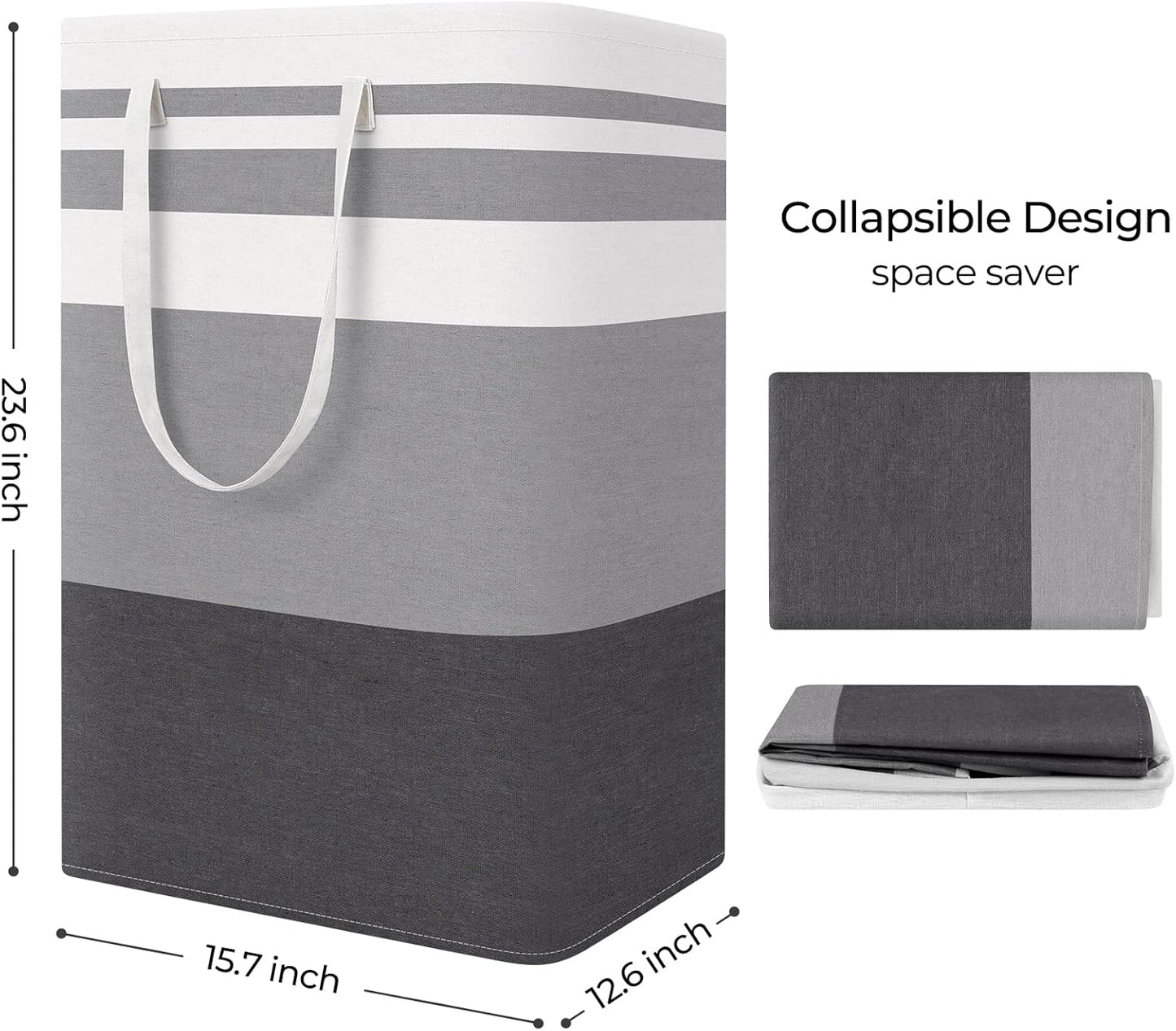 StorageRight Large Collapsible Laundry Basket - Easy Carry Handles | 75L Freestanding Hamper in Gradient Grey