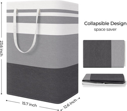 StorageRight Large Collapsible Laundry Basket - Easy Carry Handles | 75L Freestanding Hamper in Gradient Grey