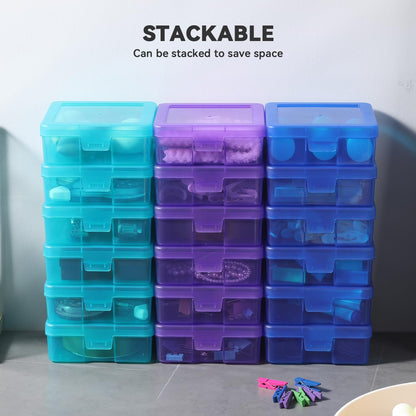 Novelinks 18-Pack Small Clear Plastic Storage Containers - Stackable Arts & Crafts Organizers with Lids