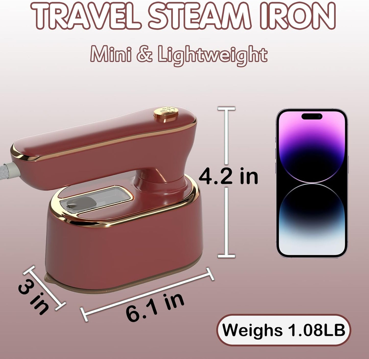 Winered Travel Steamer Iron - Mini Portable Ironing Machine for College Dorm & Home Essentials