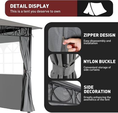 Gazebo | Gazebo Canopy Tent with UV Protection for Outdoor Parties & Events - 10'x10', Grey
