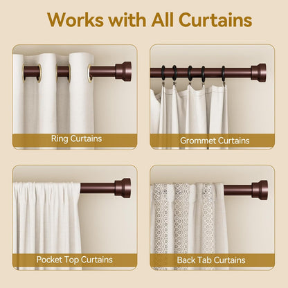 YaFex Heavy Duty Curtain Rods - Adjustable 32-144 Inch | Modern Bronze Window Treatment