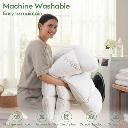 OLANLY King Mattress Topper - Cooling Bamboo Viscose Pillow Top for Back Pain Relief | Plush White Design