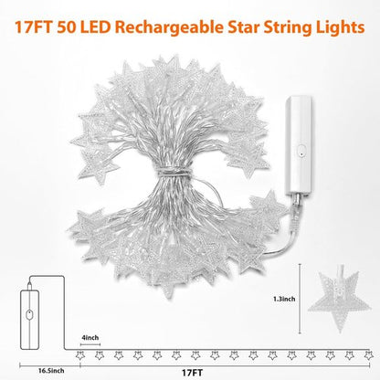 Lakumu Star String Lights - 33FT 100LED Battery Operated Fairy Lights with 8 Modes & Timer | Warm White Indoor Decor