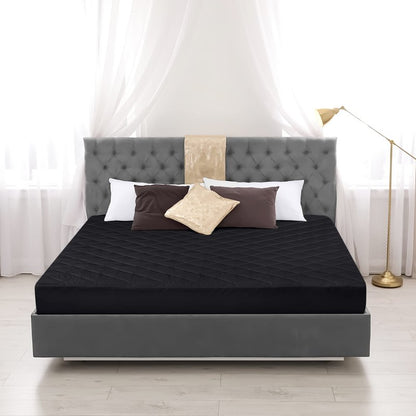 Utopia Bedding Quilted Fitted Mattress Pad, Queen Size, Elastic Fitted Mattress Topper Protector and Cover with Deep Pocket Stretches up to 16 Inches, Machine Washable (Black)
