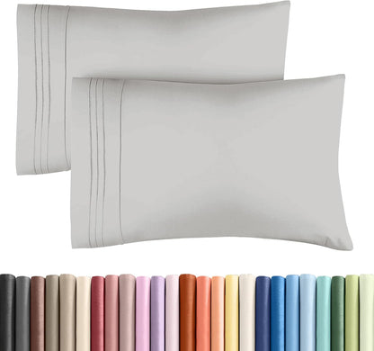 Skiennix Standard Pillow Cases Set of 2 - Soft Hotel Quality & Wrinkle-Free - French Grey Color