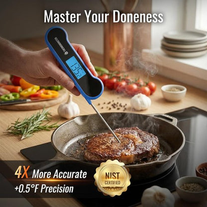 Instant Read Meat Thermometer - Skiennix Digital Cooking Thermometer with ±0.5℉ Precision | Blue