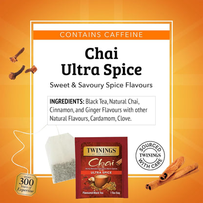 Twinings Ultra Spice Chai Tea Bags - Sweet & Savory Caffeinated Blend | 120 Individually Wrapped Bags