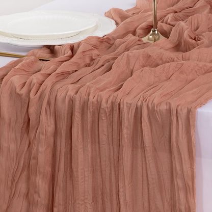Socomi Cheesecloth Table Runner - 10pcs Dusty Rose Boho Rustic 120 Inch for Weddings & Events