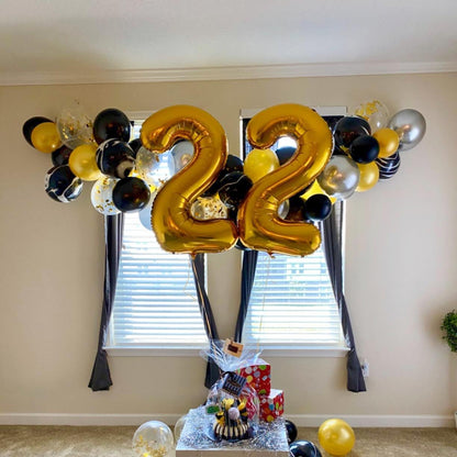 2 Numbers Balloon | 40 Inch Gold Birthday Decor for 2nd, 12th, 21st Parties & Celebrations