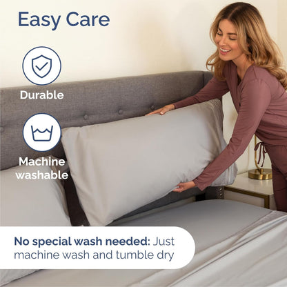 Skiennix Full Size 4-Piece Sheet Set - Comfy, Breathable & Cooling Bed Sheets - Luxury Hotel Quality - Deep Pockets, Soft, Wrinkle-Free - Oeko-Tex Certified, Light Grey