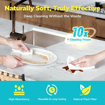 Befanty 90 Pack Plant-Based Microfiber Cleaning Cloth Rolls, Washable & Reusable Paper Towels for Kitchen, Ultra Absorbent, Scratch Free, Lint Free, Cleaning Supplies, 8.6" x 11.8" (2 Rolls)