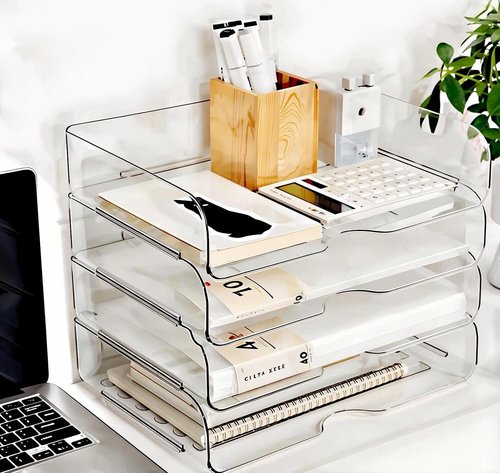 DCA Large Capacity Desk Organizer - 4-Tier File Organizer for Office, Home & School - Stackable Design
