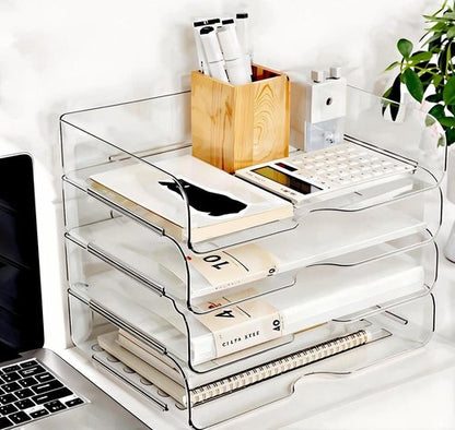 DCA Large Capacity Desk Organizer - 4-Tier File Organizer for Office, Home & School - Stackable Design