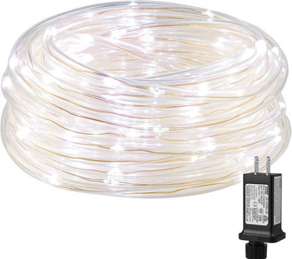 Lighting EVER Plug-In Rope Lights - 100 LED Copper Wire String Lights, 33 ft Cool White 6000K