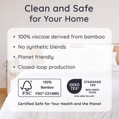 Bambaw 100% Viscose Derived from Bamboo Sheets Queen Size Deep Pocket Set – 4pcs Hotel Luxury Bed Sheets Set, Fits Up to 16'' with Elastic Corner Straps, Ultra Soft Cooling Sheets Queen Size (White)