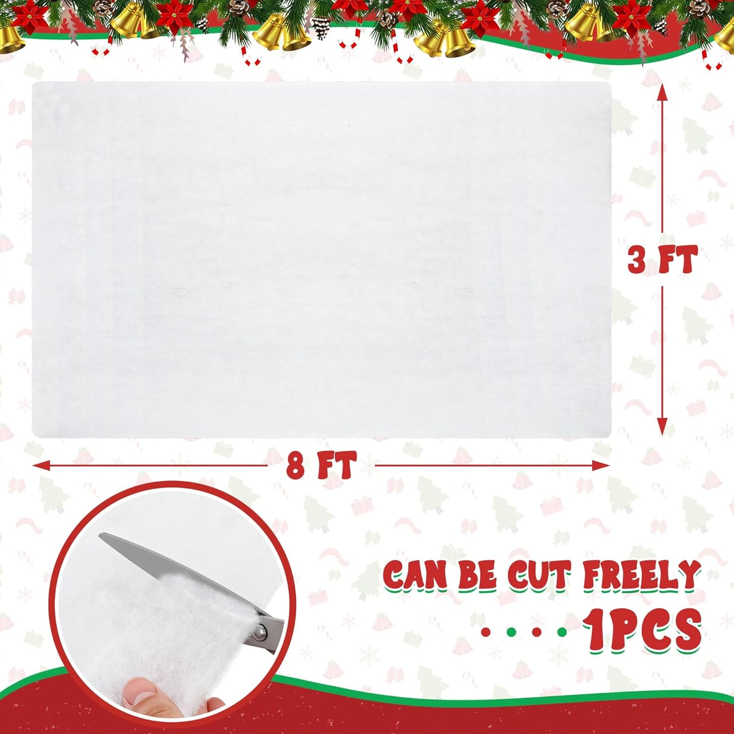 Snow Blanket - 3x8 FT Thick Artificial Christmas Snow Blanket for Holiday Displays & Decorations