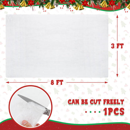 Snow Blanket - 3x8 FT Thick Artificial Christmas Snow Blanket for Holiday Displays & Decorations