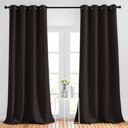 NICETOWN Blackout Thick Window Curtains - (W52 x L108, Brown, 2 Panels) Thermal Insulated Grommet Drape Panels for Bedroom and Living Room