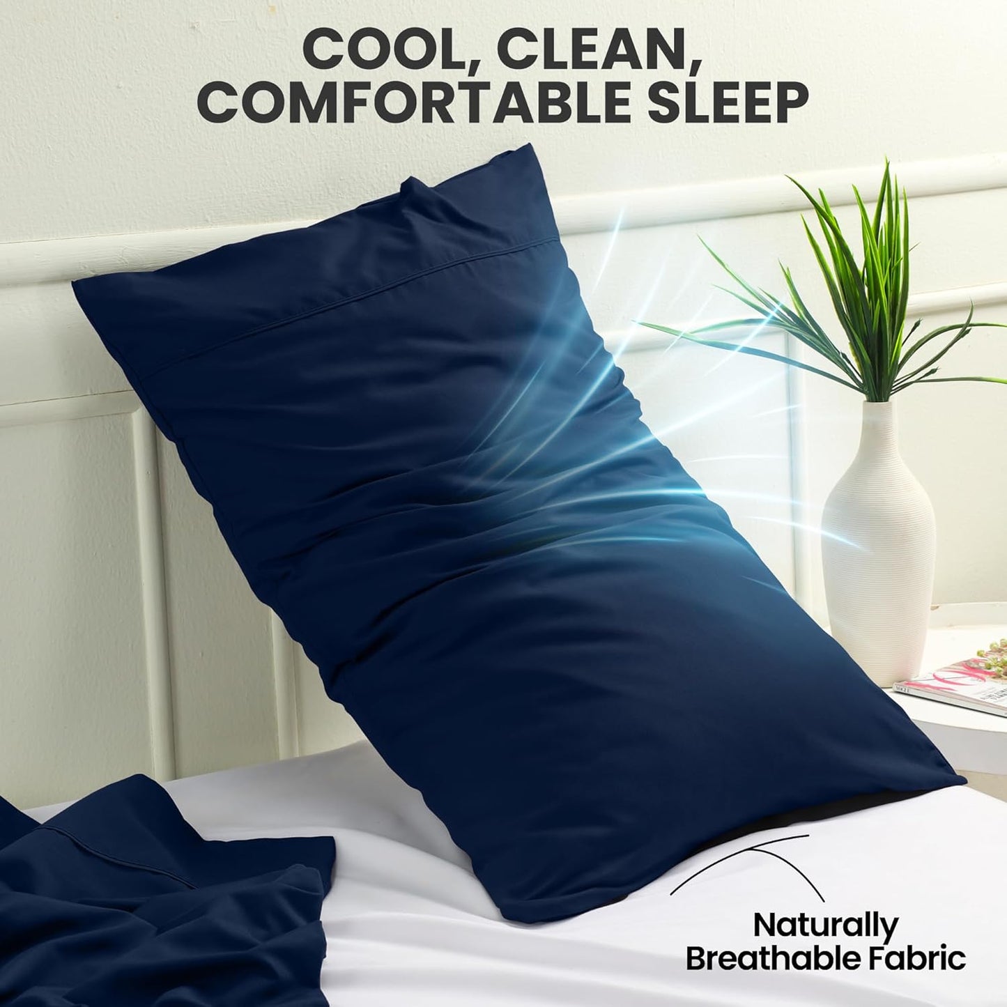 Utopia Bedding King Pillow Cases - Soft Brushed Microfiber - 2 Pack | Navy, 20 x 40 Inches