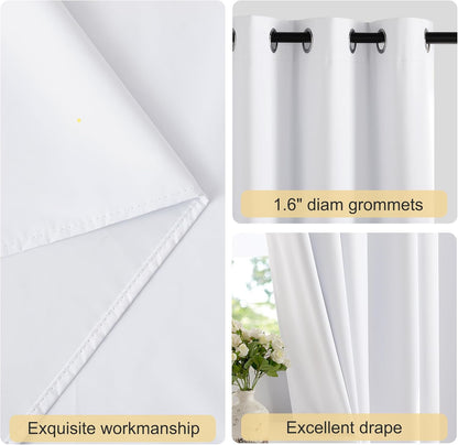 NICETOWN 100% Blackout Window Curtain Panels - Thermal Insulated Drapes, Snow White, 42" Wide, 50" Length, Set of 2