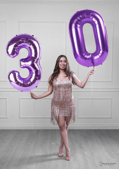 14-Inch Purple Foil Number Balloons by [Brand Name] - Large 14th Birthday Decorations for Weddings & Events