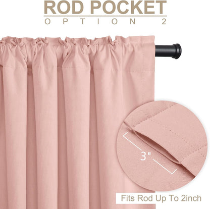 Regine Switzerland 100% Blackout Linen Curtains - Thermal Insulated Drapes, 50" W x 120" L, Blush Pink