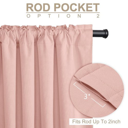 100% Blackout Shield Linen Blackout Curtains for Bedroom 96 Inches Long, Back Tab/Rod Pocket Living Room Drapes, Thermal Insulated Blackout Curtains 1 Panel Set, 100" W x 96" L, Blush Pink