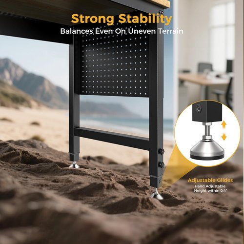 CAMMOO Adjustable Heavy Duty Workbench - 2000 LBS Capacity Rubber Wood Table with Pegboard & Power Outlets | Ideal for Garage, Workshop, Home