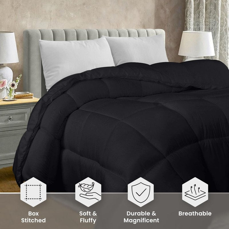 Utopia Bedding Twin Comforter Duvet Insert, Quilted Black Comforter with Corner Tabs, Box Stitched Down Alternative Comforters Twin Size 64 x 88 inches