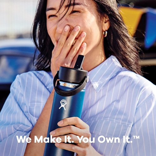 Hydro Flask Water Bottle - Insulated Stainless Steel - 24 Oz Indigo Blue with Wide Straw Lid & Leakproof Design