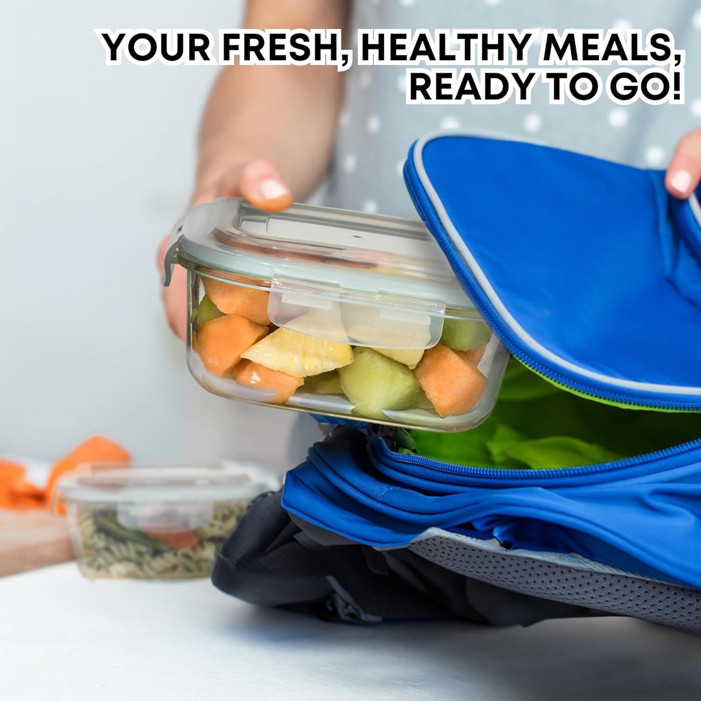 Razab Glass Food Storage Containers Set - 6 PC Airtight Kitchen Meal Prep Containers | 74, 40 & 18 oz