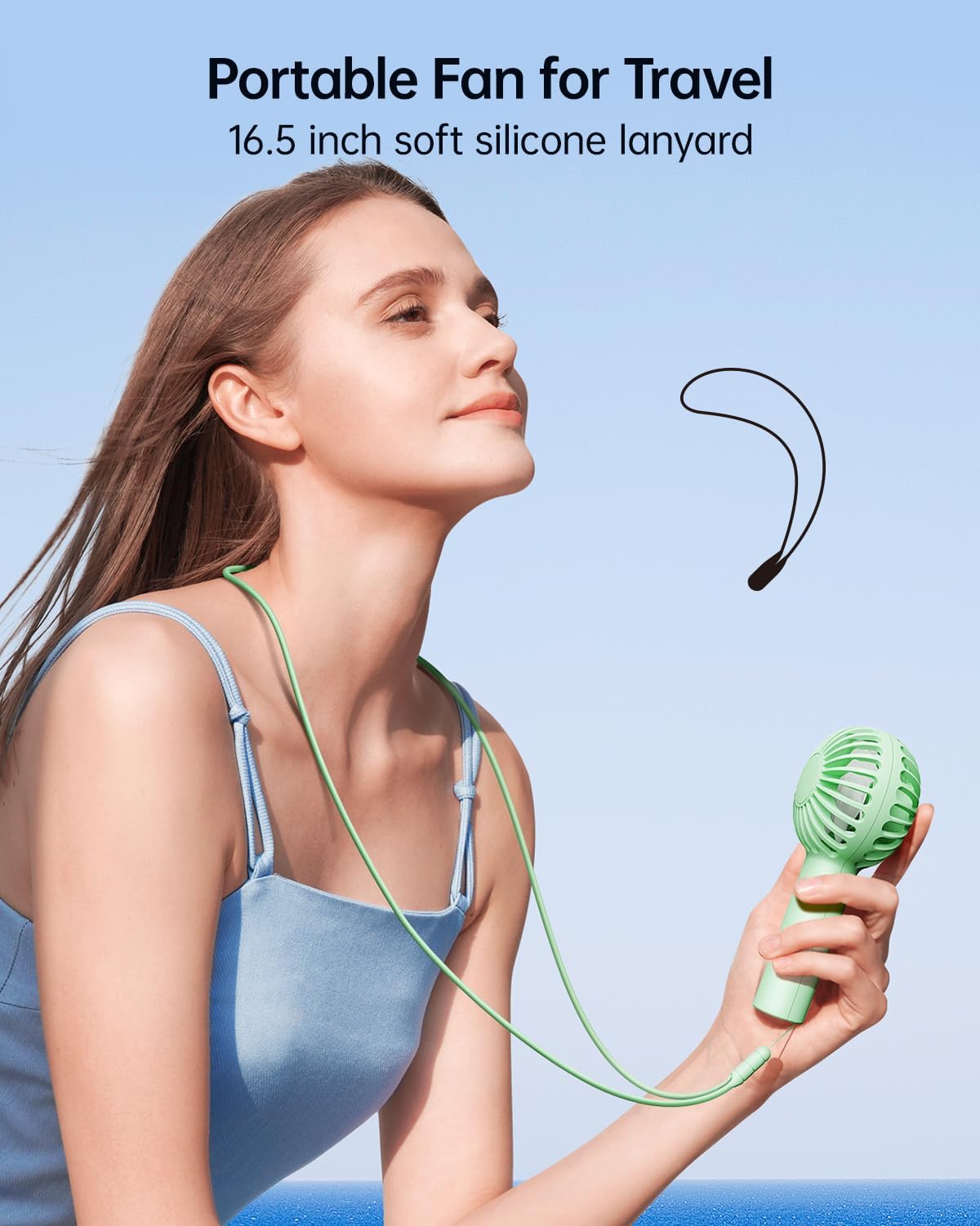 Sweetfull Mini Portable Fan - Rechargeable Handheld Fan with 3 Speeds | Cute Green Design for Travel & Makeup