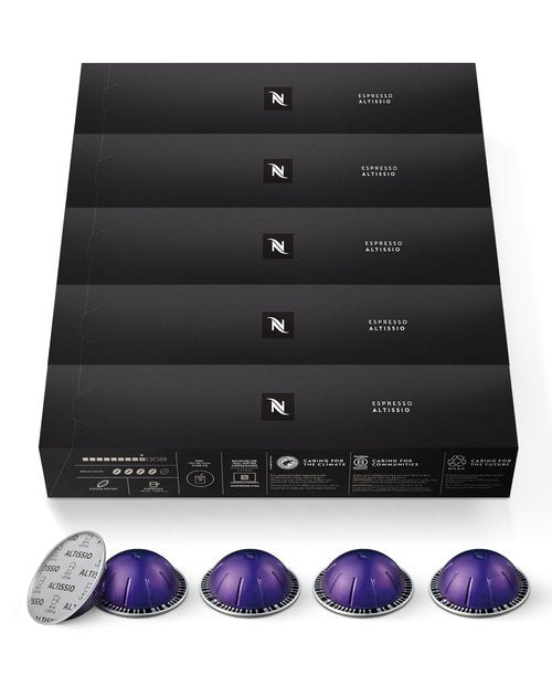 Nespresso Capsules Vertuo, Altissio, Medium Roast Espresso Coffee, 50 Count Espresso Pods, Brews 1.35oz.