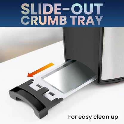 Elite Gourmet 2-Slice Toaster - Extra Wide 1.25” Slots, 6 Settings, Stainless Steel Finish