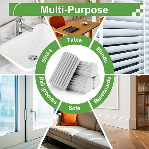 Jeymei Damp Dusting Sponge - 4-Pack Reusable Gray Cleaners for Baseboards & Window Tracks