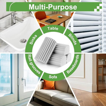Jeymei Damp Dusting Sponge - 4-Pack Reusable Gray Cleaners for Baseboards & Window Tracks