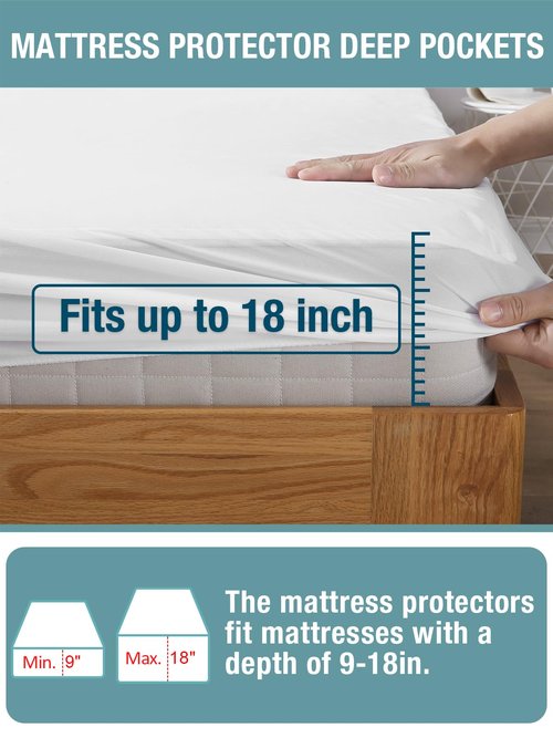 Bedecor Queen Waterproof Mattress Protector,Pee and Liquid Proof Cover for Pets, Elderly, and Incontinence, Fitted Deep Pocket for 9-18 Inch Deep