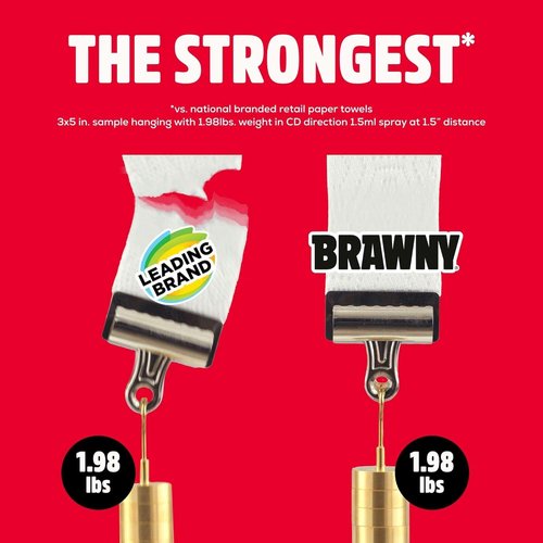 Brawny 3-Ply Paper Towels - Mega Roll Equals 2 Regular Rolls | Strong, Absorbent, Durable