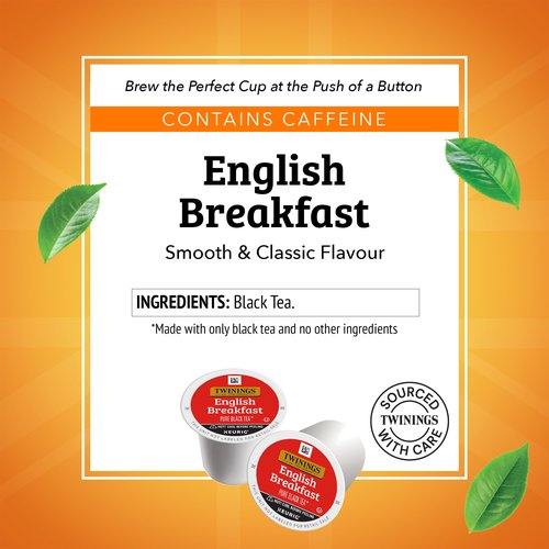 Twinings English Breakfast Black Tea K-Cup Pods for Keurig, 24 Count (Pack of 1), Smooth, Flavourful, Robust, Caffeinated, Enjoy Hot or Iced