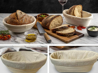 Proofing Baskets | 2-Pack Banneton Bread Proofing Baskets - 9-Inch Round & 10-Inch Oval for Sourdough Baking