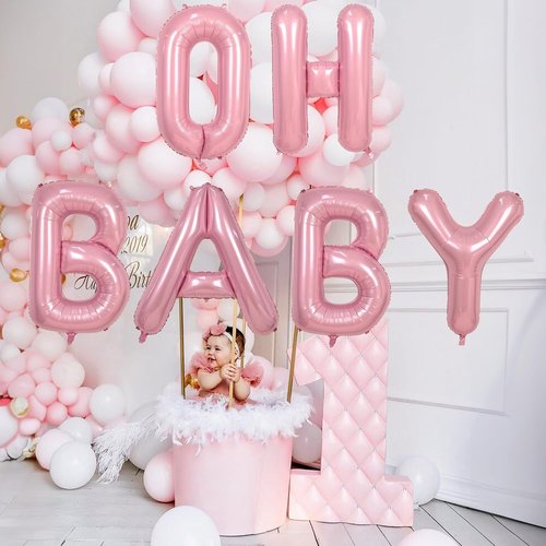 Letter Balloon - Pastel Pink 40" Foil Alphabet | Large Self-Inflating for Birthday & Baby Shower Decor
