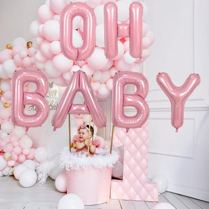 Letter Balloon - Pastel Pink 40" Foil Alphabet | Large Self-Inflating for Birthday & Baby Shower Decor