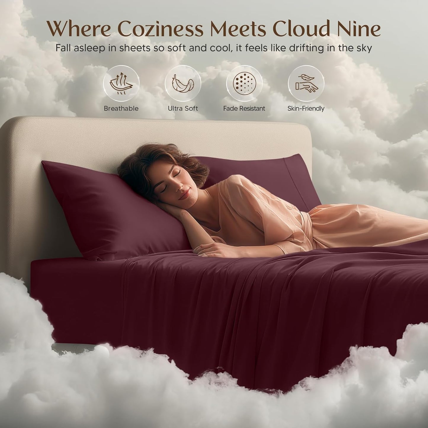 Utopia Bedding Twin Sheet Set - Soft & Breathable Microfiber | 3-Piece Bedding in Burgundy