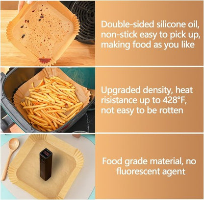 Air Fryer Paper Liner 9 Inch by [Brand Name] - 200PCS Non-Stick & Oil-Proof Baking Parchment